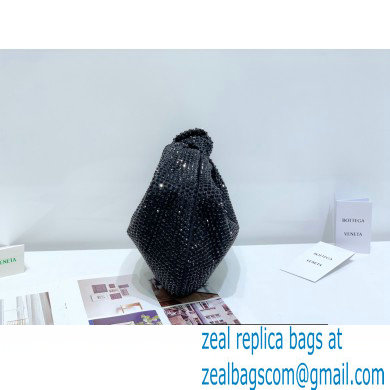 Bottega Veneta mini jodie rhinestone-embellished satin top handle bag Black