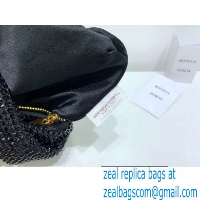 Bottega Veneta mini jodie rhinestone-embellished satin top handle bag Black - Click Image to Close