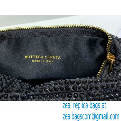 Bottega Veneta mini jodie rhinestone-embellished satin top handle bag Black - Click Image to Close