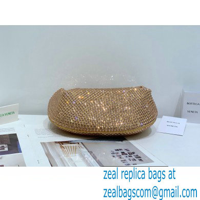 Bottega Veneta mini jodie rhinestone-embellished satin top handle bag Gold