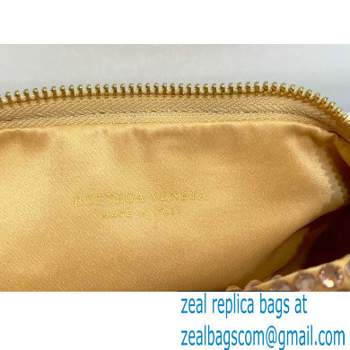 Bottega Veneta mini jodie rhinestone-embellished satin top handle bag Gold