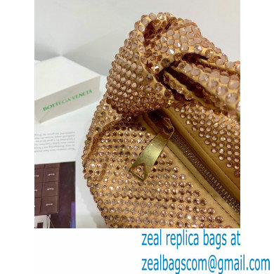 Bottega Veneta mini jodie rhinestone-embellished satin top handle bag Gold
