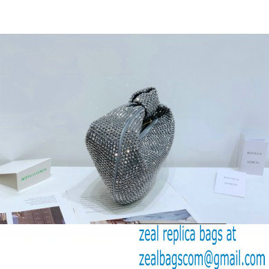 Bottega Veneta mini jodie rhinestone-embellished satin top handle bag Gray - Click Image to Close