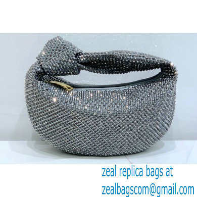 Bottega Veneta mini jodie rhinestone-embellished satin top handle bag Gray - Click Image to Close