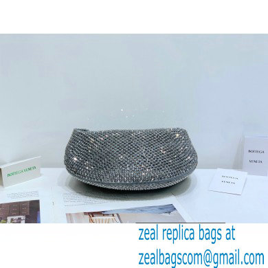 Bottega Veneta mini jodie rhinestone-embellished satin top handle bag Gray - Click Image to Close