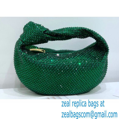 Bottega Veneta mini jodie rhinestone-embellished satin top handle bag Green - Click Image to Close