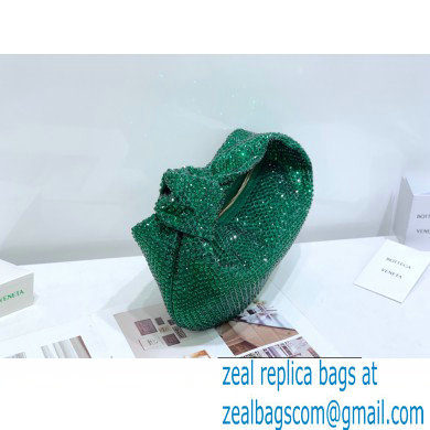 Bottega Veneta mini jodie rhinestone-embellished satin top handle bag Green - Click Image to Close