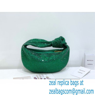 Bottega Veneta mini jodie rhinestone-embellished satin top handle bag Green - Click Image to Close