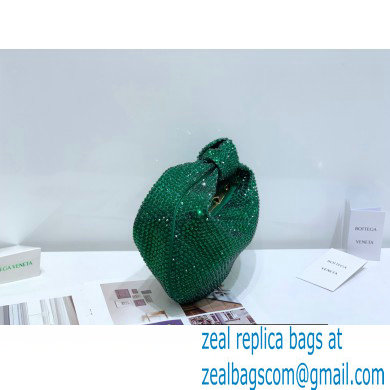 Bottega Veneta mini jodie rhinestone-embellished satin top handle bag Green - Click Image to Close