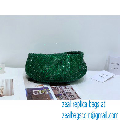 Bottega Veneta mini jodie rhinestone-embellished satin top handle bag Green - Click Image to Close