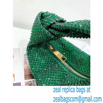Bottega Veneta mini jodie rhinestone-embellished satin top handle bag Green