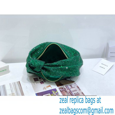 Bottega Veneta mini jodie rhinestone-embellished satin top handle bag Green - Click Image to Close