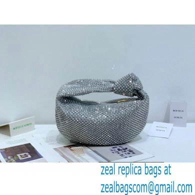 Bottega Veneta mini jodie rhinestone-embellished satin top handle bag Light Gray