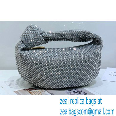 Bottega Veneta mini jodie rhinestone-embellished satin top handle bag Light Gray