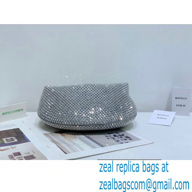 Bottega Veneta mini jodie rhinestone-embellished satin top handle bag Light Gray