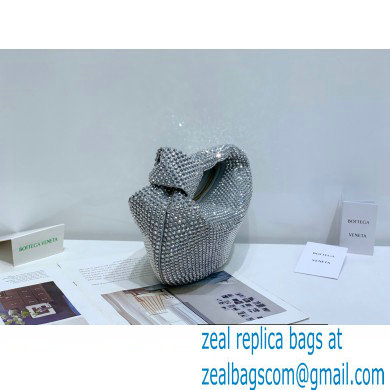 Bottega Veneta mini jodie rhinestone-embellished satin top handle bag Light Gray