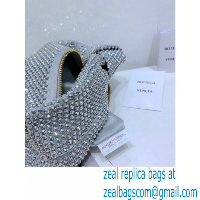 Bottega Veneta mini jodie rhinestone-embellished satin top handle bag Light Gray