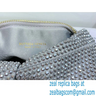 Bottega Veneta mini jodie rhinestone-embellished satin top handle bag Light Gray