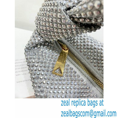 Bottega Veneta mini jodie rhinestone-embellished satin top handle bag Light Gray