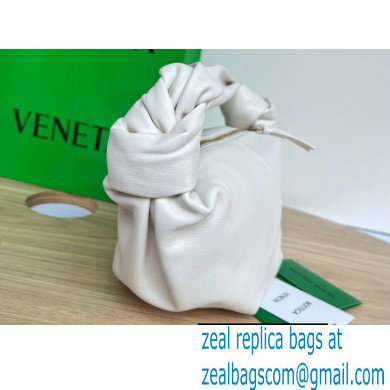 Bottega Veneta mini leather double knot top handle bag White