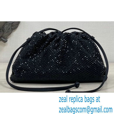Bottega Veneta mini pouch rhinestone-embellished satin clutch bag with strap Black