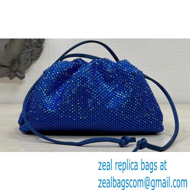 Bottega Veneta mini pouch rhinestone-embellished satin clutch bag with strap Blue