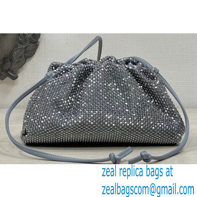 Bottega Veneta mini pouch rhinestone-embellished satin clutch bag with strap Gray