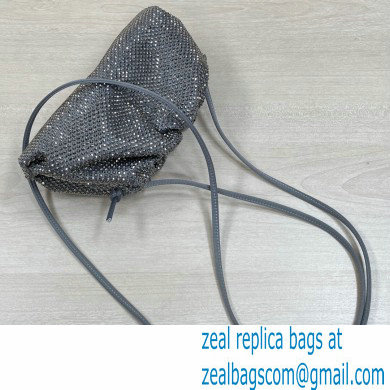 Bottega Veneta mini pouch rhinestone-embellished satin clutch bag with strap Gray - Click Image to Close