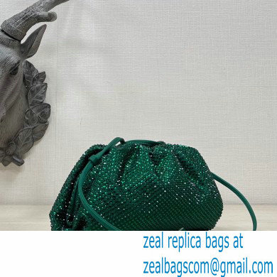 Bottega Veneta mini pouch rhinestone-embellished satin clutch bag with strap Green