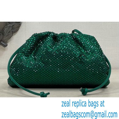 Bottega Veneta mini pouch rhinestone-embellished satin clutch bag with strap Green - Click Image to Close