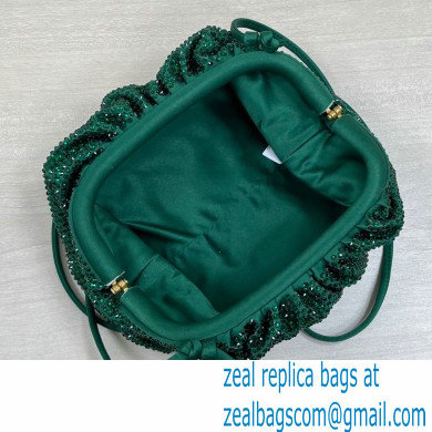 Bottega Veneta mini pouch rhinestone-embellished satin clutch bag with strap Green