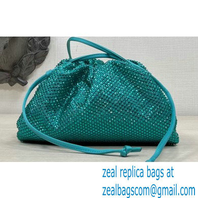 Bottega Veneta mini pouch rhinestone-embellished satin clutch bag with strap Light Green