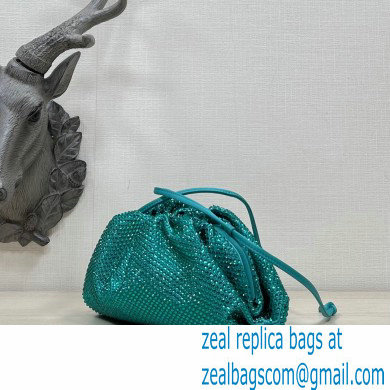 Bottega Veneta mini pouch rhinestone-embellished satin clutch bag with strap Light Green - Click Image to Close