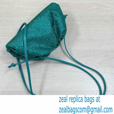 Bottega Veneta mini pouch rhinestone-embellished satin clutch bag with strap Light Green - Click Image to Close