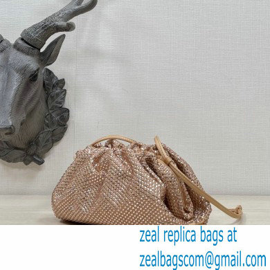 Bottega Veneta mini pouch rhinestone-embellished satin clutch bag with strap Pink Gold