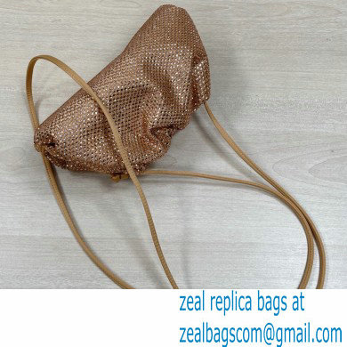 Bottega Veneta mini pouch rhinestone-embellished satin clutch bag with strap Pink Gold
