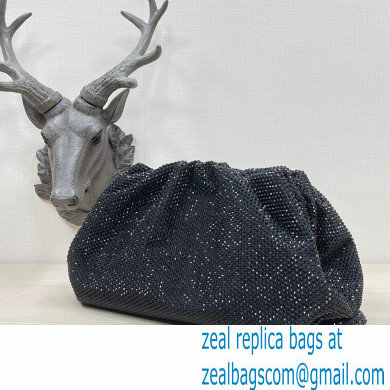 Bottega Veneta pouch rhinestone-embellished satin clutch bag Black - Click Image to Close