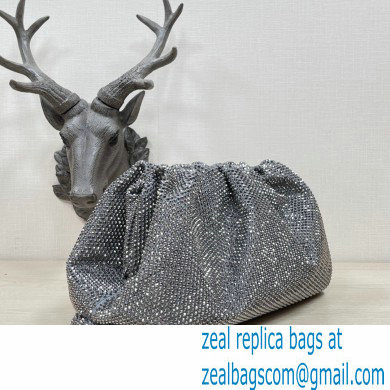 Bottega Veneta pouch rhinestone-embellished satin clutch bag Gray