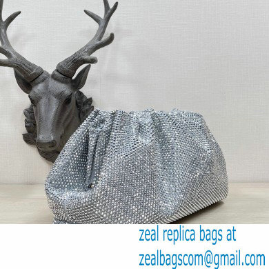 Bottega Veneta pouch rhinestone-embellished satin clutch bag Light Gray