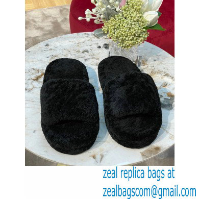 Bottega Veneta resort teddy Shearling slides Black 2022