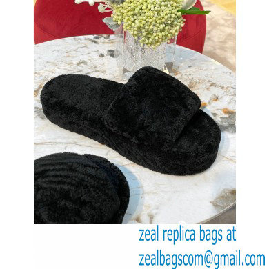 Bottega Veneta resort teddy Shearling slides Black 2022 - Click Image to Close
