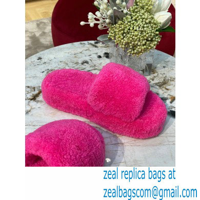 Bottega Veneta resort teddy Shearling slides Fuchsia 2022