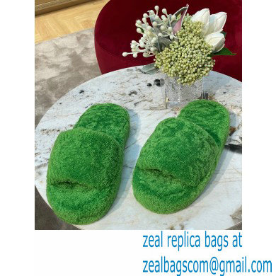 Bottega Veneta resort teddy Shearling slides Green 2022