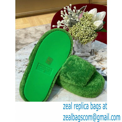 Bottega Veneta resort teddy Shearling slides Green 2022