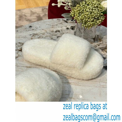 Bottega Veneta resort teddy Shearling slides White 2022 - Click Image to Close