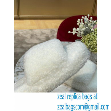 Bottega Veneta resort teddy Shearling slides White 2022 - Click Image to Close