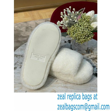 Bottega Veneta resort teddy Shearling slides White 2022 - Click Image to Close