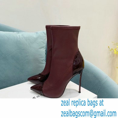 Casadei Heel 12cm Blade Leather ankle boots Patent Burgundy 2022 - Click Image to Close