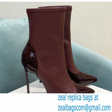 Casadei Heel 12cm Blade Leather ankle boots Patent Burgundy 2022 - Click Image to Close