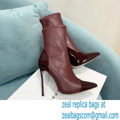 Casadei Heel 12cm Blade Leather ankle boots Patent Burgundy 2022